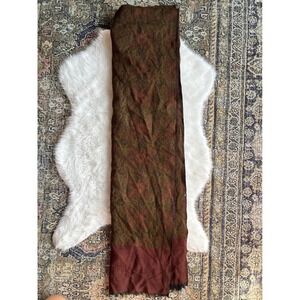 Paisley Scarf Shawl Wrap Rust Green Brown Fringe